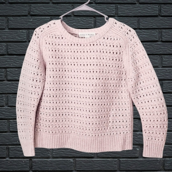 Chelsea & Theodore Sweaters - Chelsea & Theodore Women's Pink Crochet Sweater Size XS
